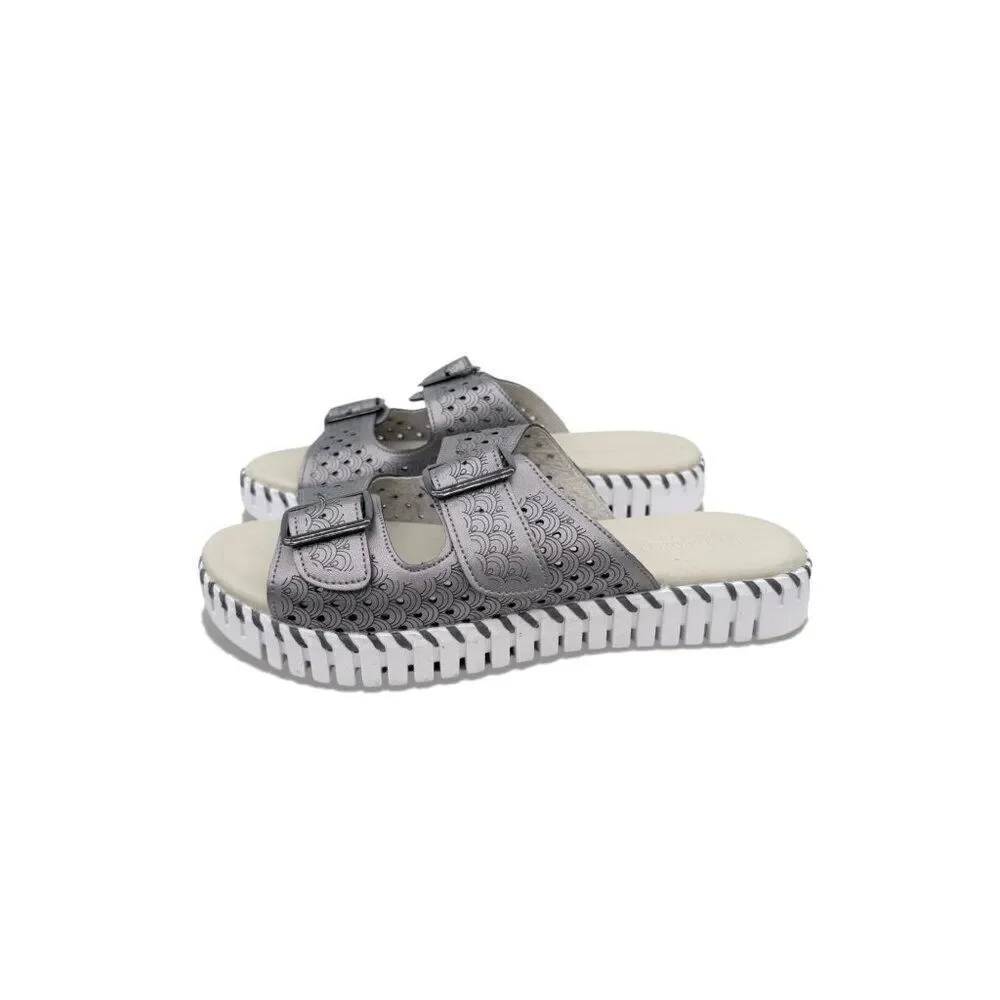 ILSE JACOBSEN Tulip 1176ML Sandal Gunmetal Size 39 EU Lightweight Slip On